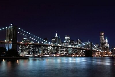 Фотообои для офиса Ночной мост в Нью-Йорке