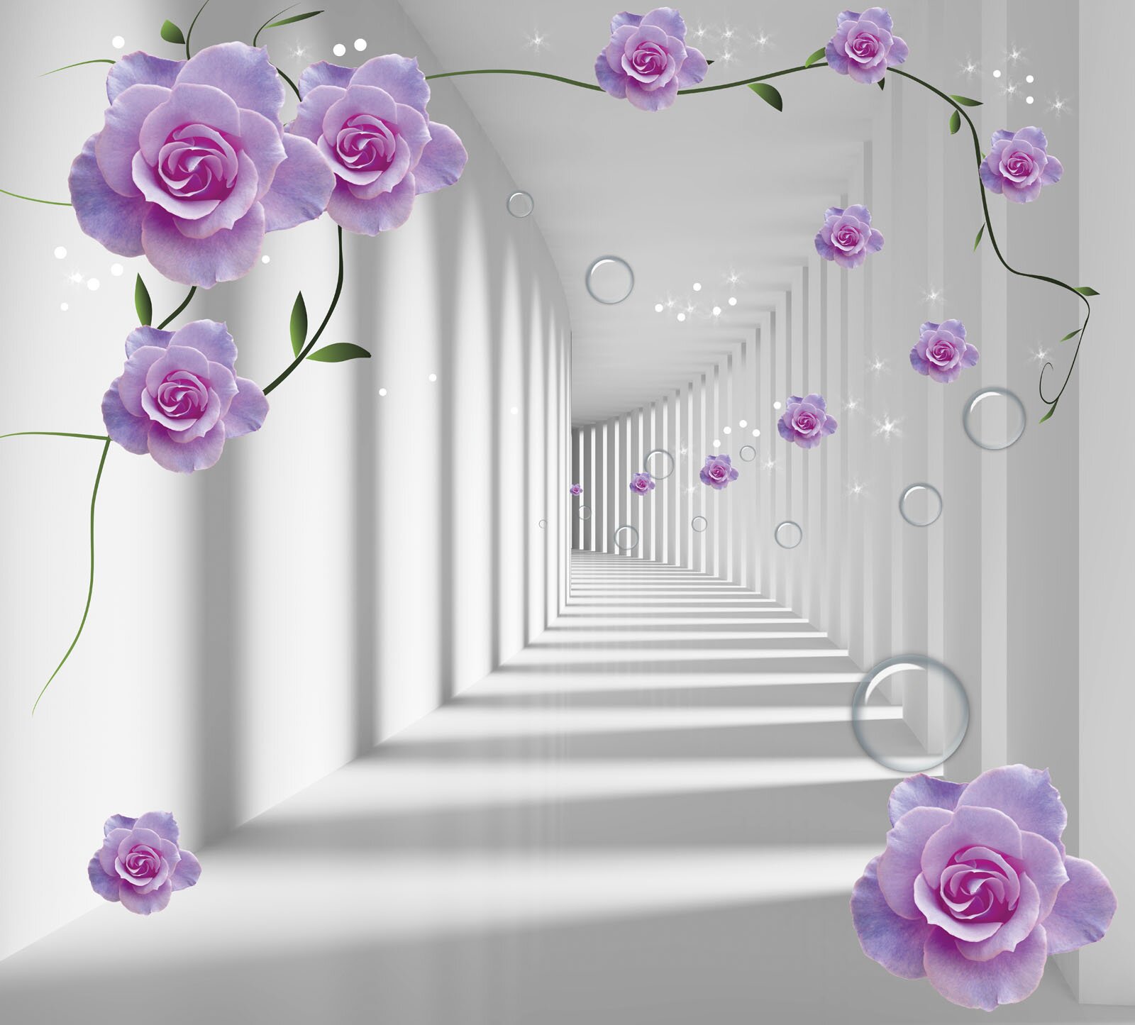 Фотообои коридор в цветах